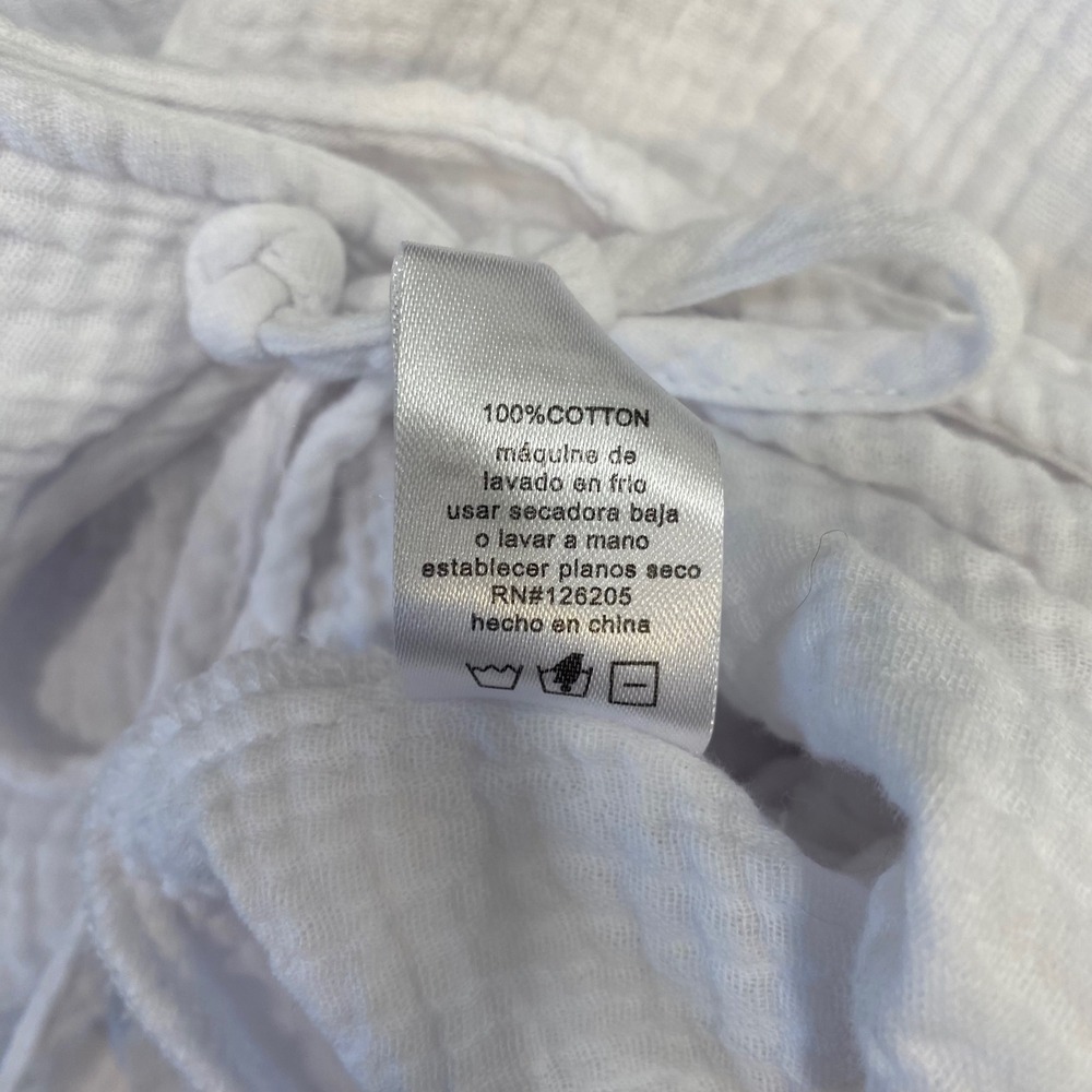 4OUR DREAMERS Tunic Women S White Gauze Tie Front 100% Cotton Beach Cover Up Top - Picture 8 of 8